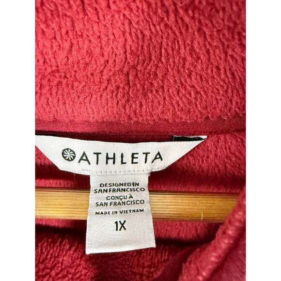 Athleta Cozy Karma Asym Pullover Sweatshirt Red Sz 1X Women’s Fleece - Picture 7 of 10
